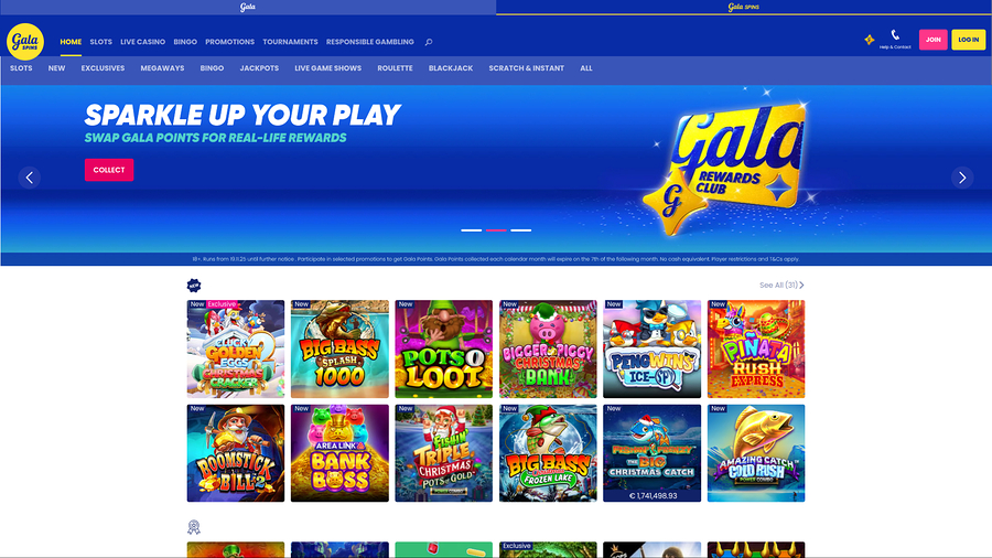 Gala Bingo Desktop Homepage
