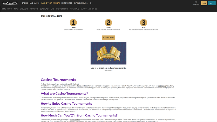 Gala Casino Desktop Tournaments