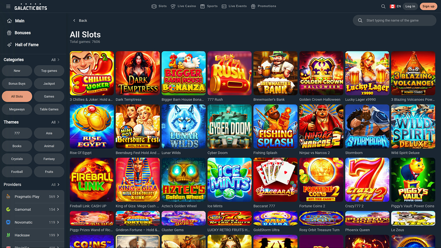 Galactic Bets Casino Desktop Games
