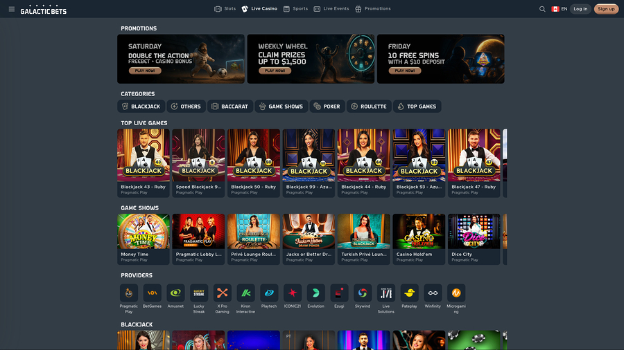 Galactic Bets Casino Desktop Live Dealer