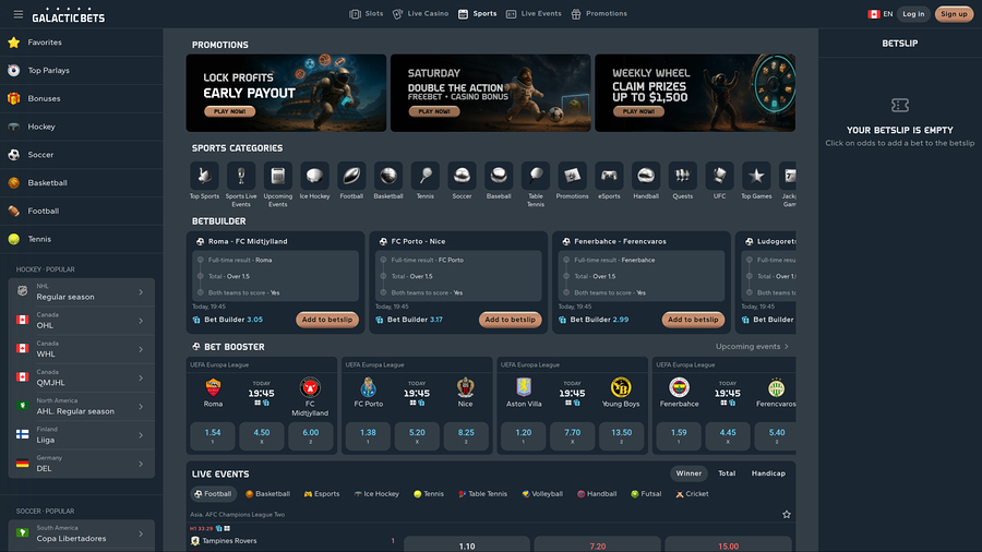 Galactic Bets Casino Desktop Sports