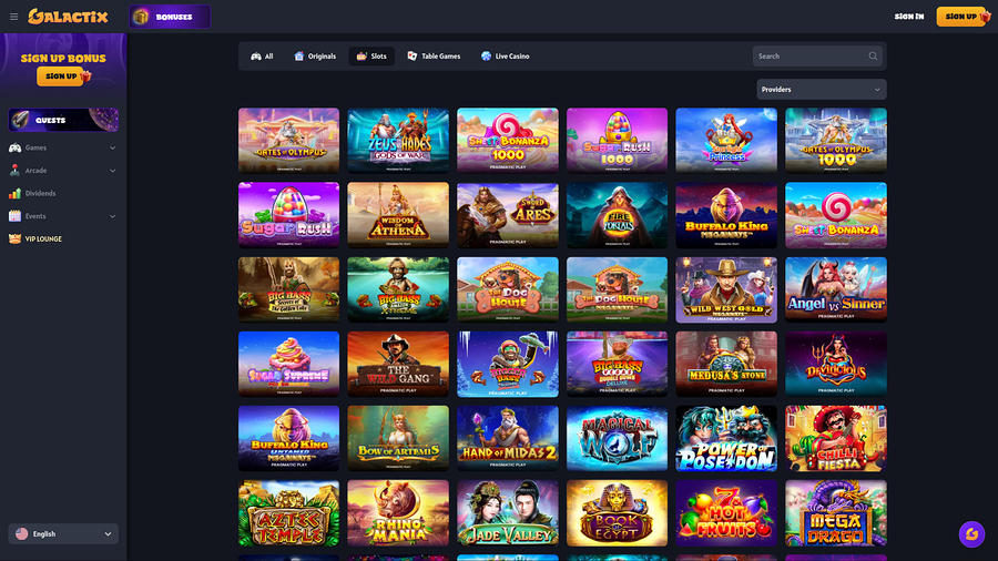 Galactix Casino Desktop Games