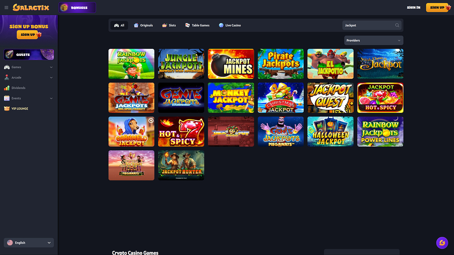 Galactix Casino Desktop Jackpot