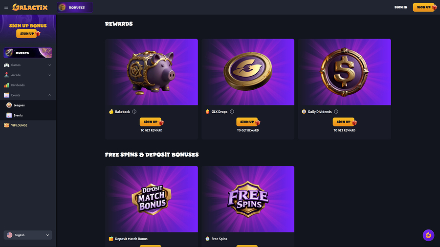 Galactix Casino Desktop Promotions