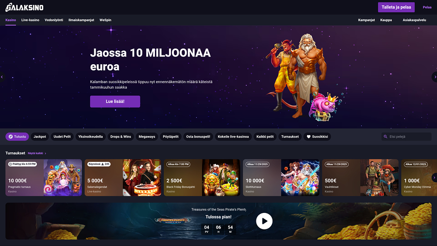 Galaksino Casino Desktop Homepage
