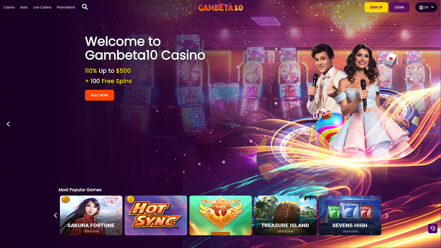 Gambeta10 Casino Desktop Homepage