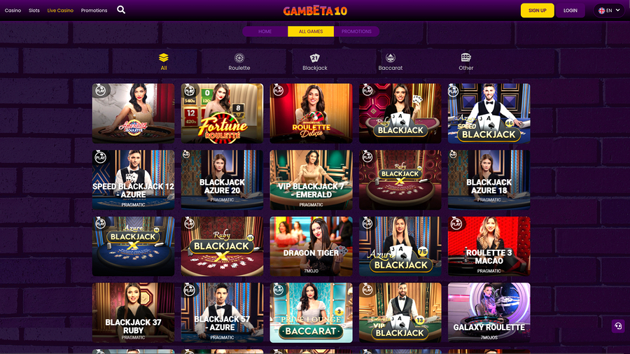 Gambeta10 Casino Desktop Live Dealer