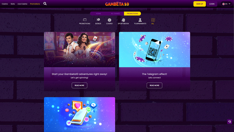 Gambeta10 Casino Desktop Promotions