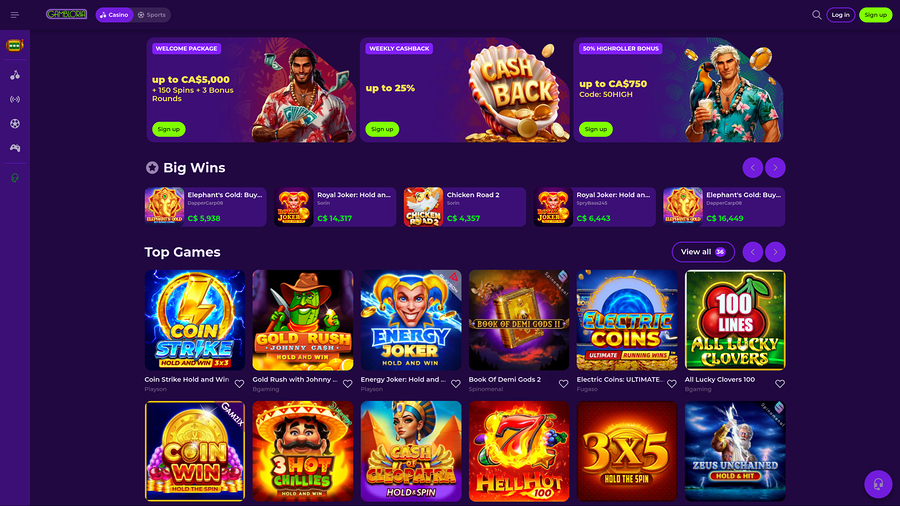 Gambloria Casino Desktop Homepage