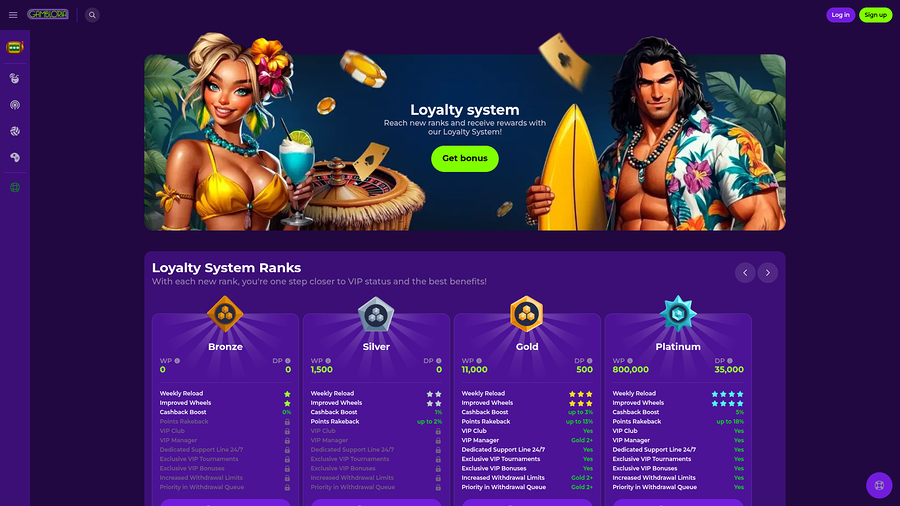 Programa VIP de escritorio para casinos de juegos de azar