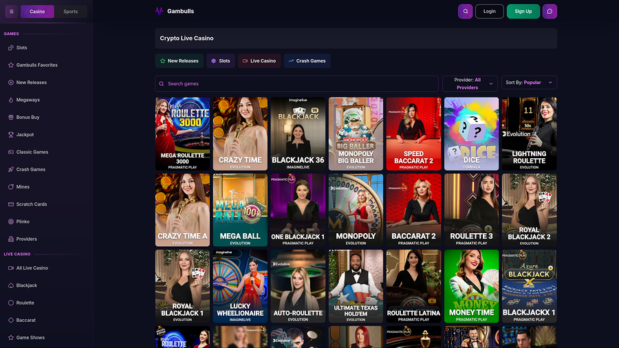 Gambulls Desktop Live Dealer