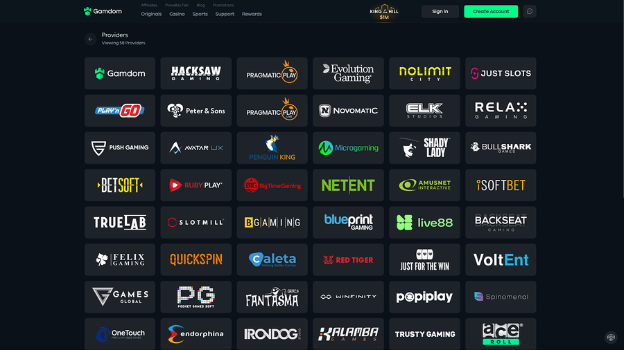 Gamdom Casino Desktop Game Developers