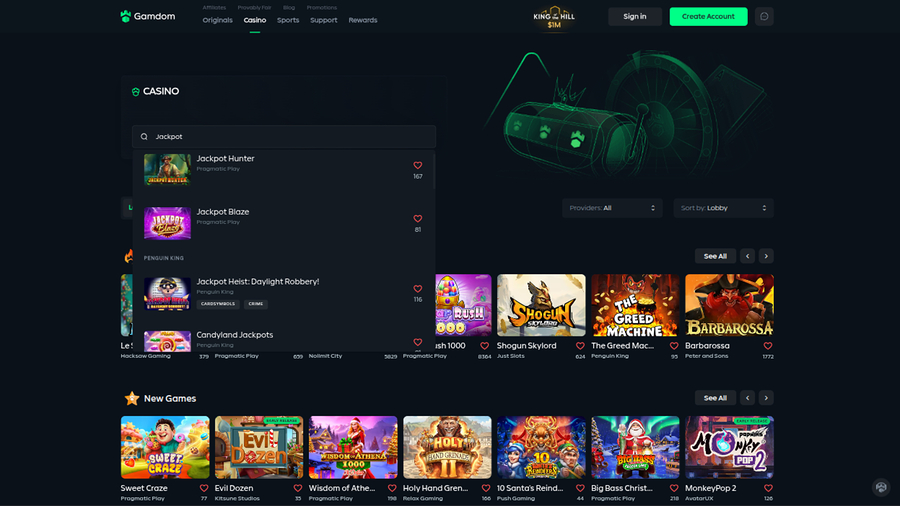 Gamdom Casino Desktop Jackpot