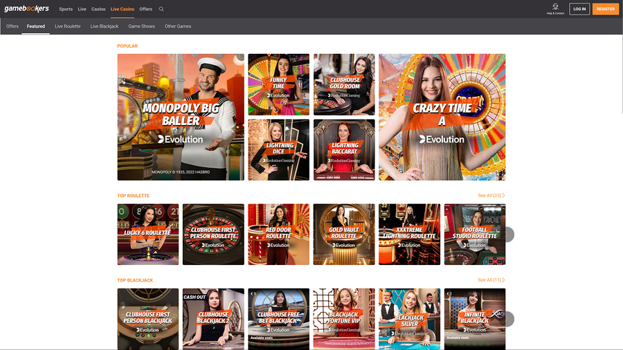 Gamebookers Desktop Live Dealer