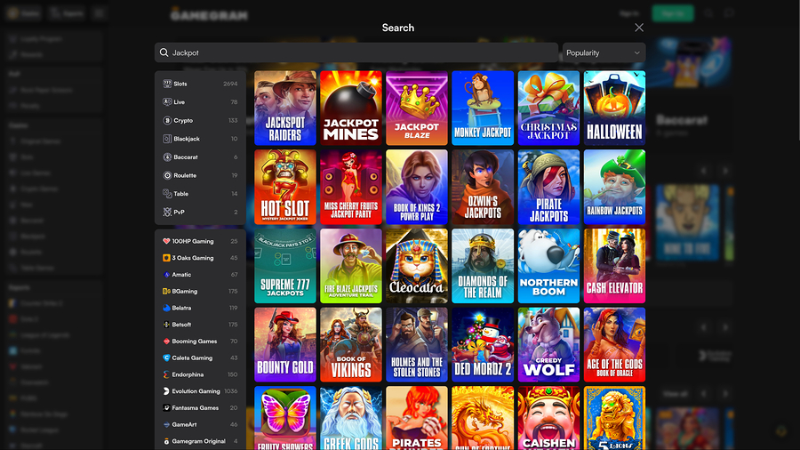 Gamegram Casino Desktop Jackpot