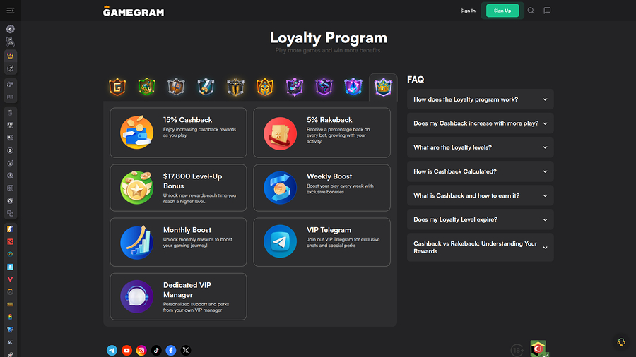 Gamegram Casino Desktop VIP Program