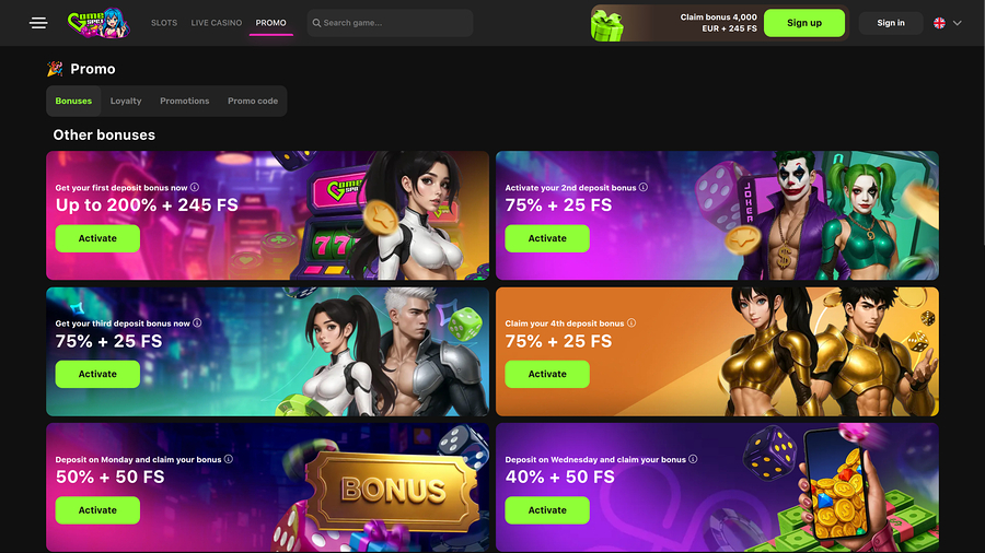Promociones de escritorio de Game Spot Casino