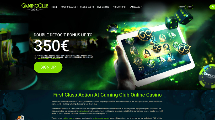 Gaming Club Casino Desktop Homepage