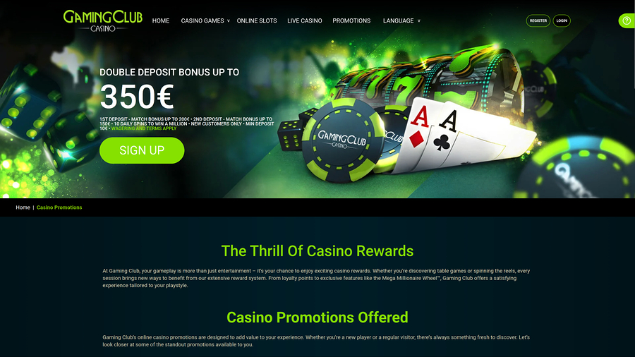 Gaming Club Casino Desktop Promotions