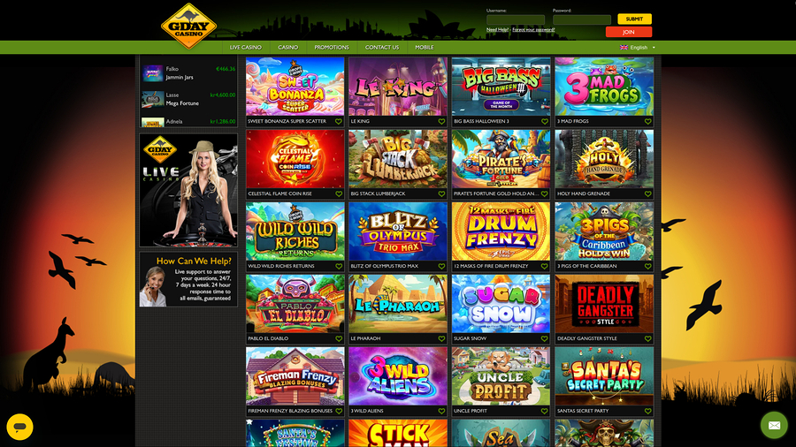 Gday Casino Desktop Games