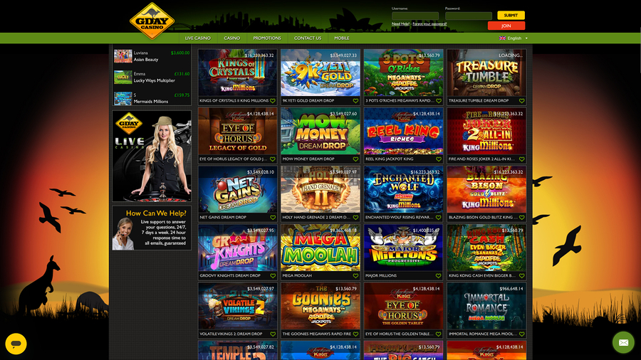 Gday Casino Desktop Jackpot