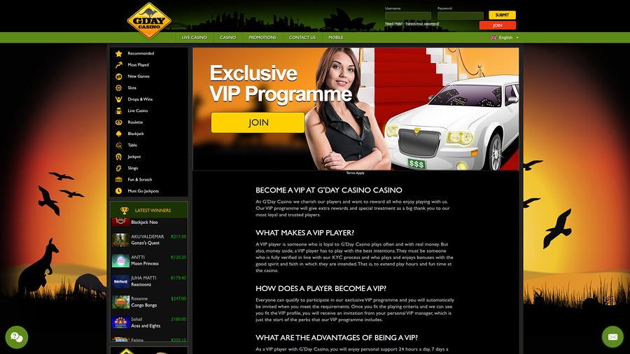 Gday Casino Desktop VIP Program