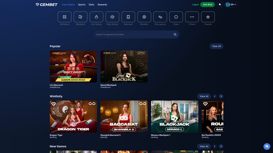 GemBet Desktop Live Dealer