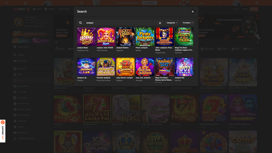 GG.bet Casino Desktop Jackpot