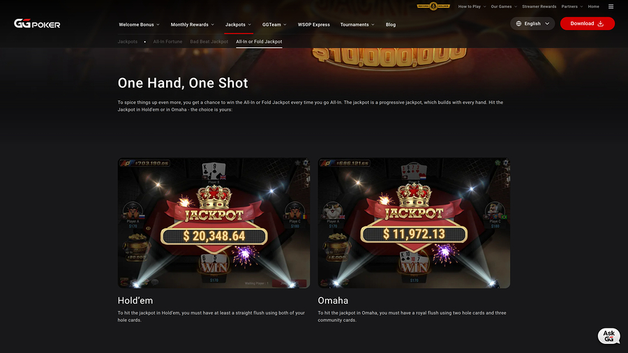 GGpoker Casino jackpot desktop