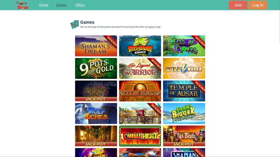 Giant Spins Casino Desktop Games