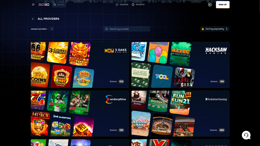 Desarrolladores de juegos de escritorio de Gizbo Casino