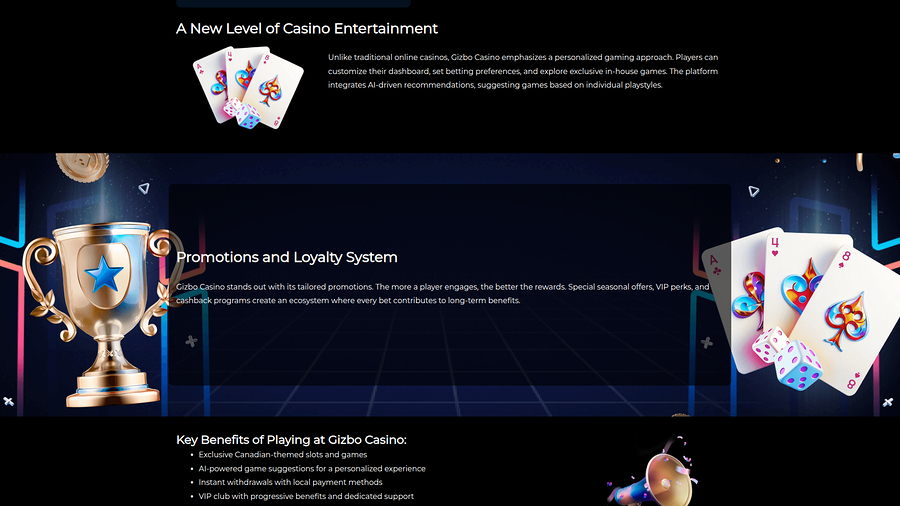 Programa VIP de Gizbo Casino para escritorio