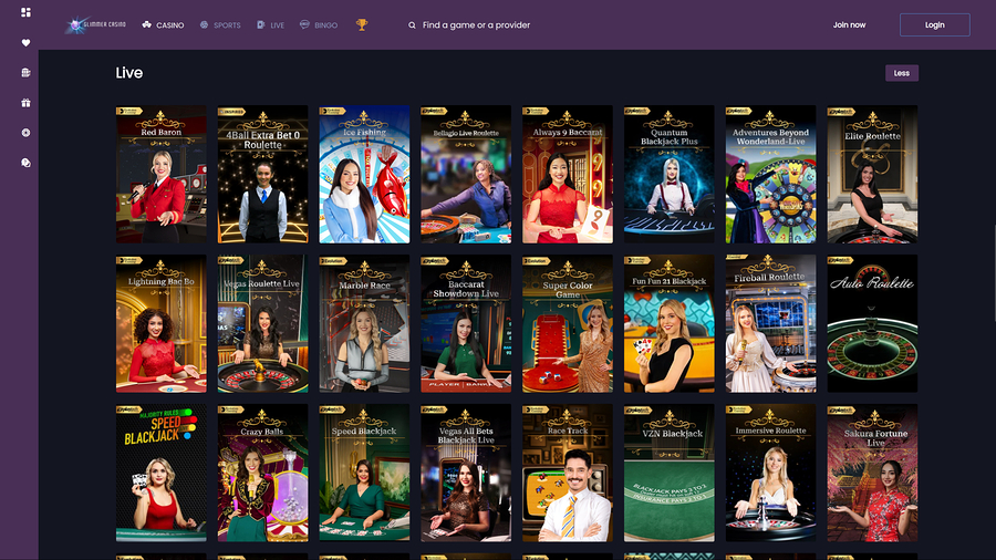 Glimmer Casino Desktop Live Dealer