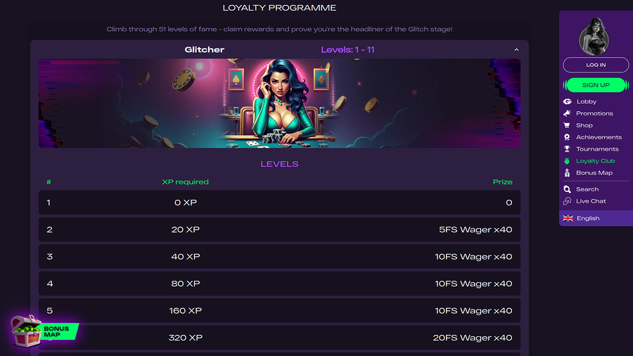 Glitchspin Casino Desktop VIP Program