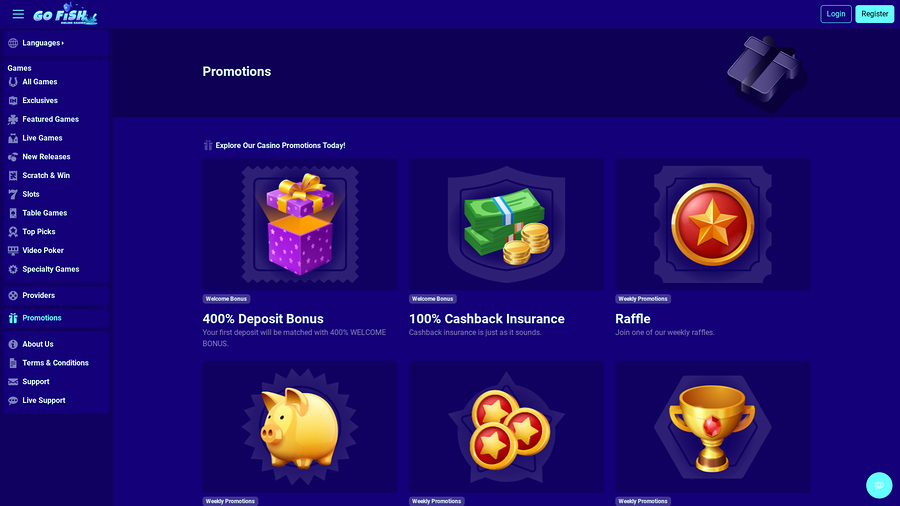 Go Fish Casino Desktop Promotions