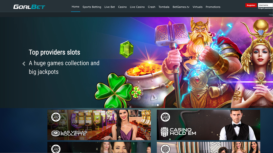 Goalbet Casino Desktop Homepage