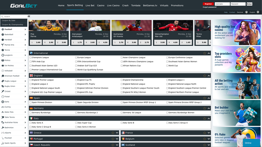Goalbet Casino Desktop Sports