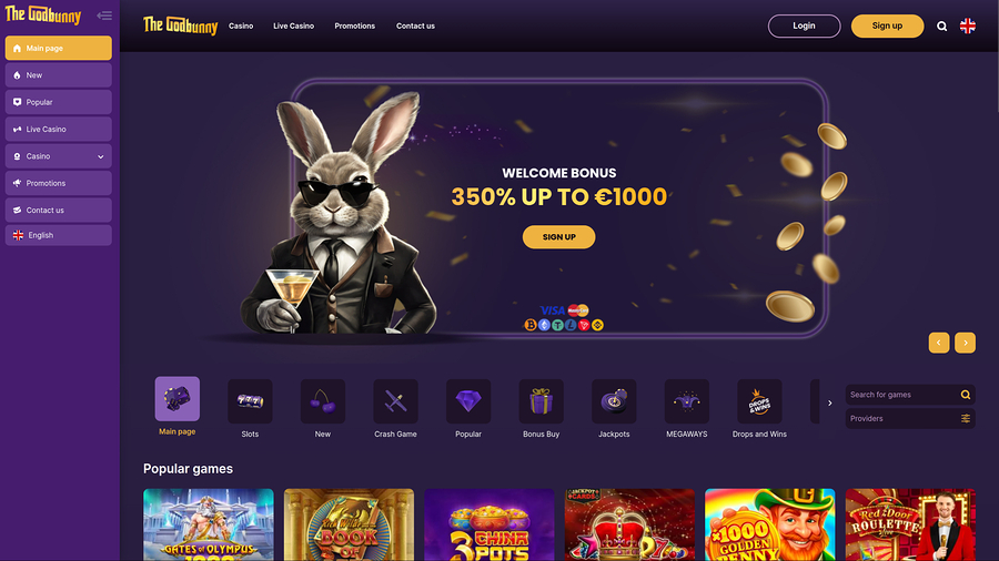 GodBunny Casino Desktop Homepage