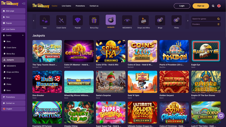 GodBunny Casino Desktop Jackpot