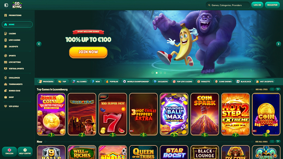 Página de inicio de escritorio de GoKong Casino