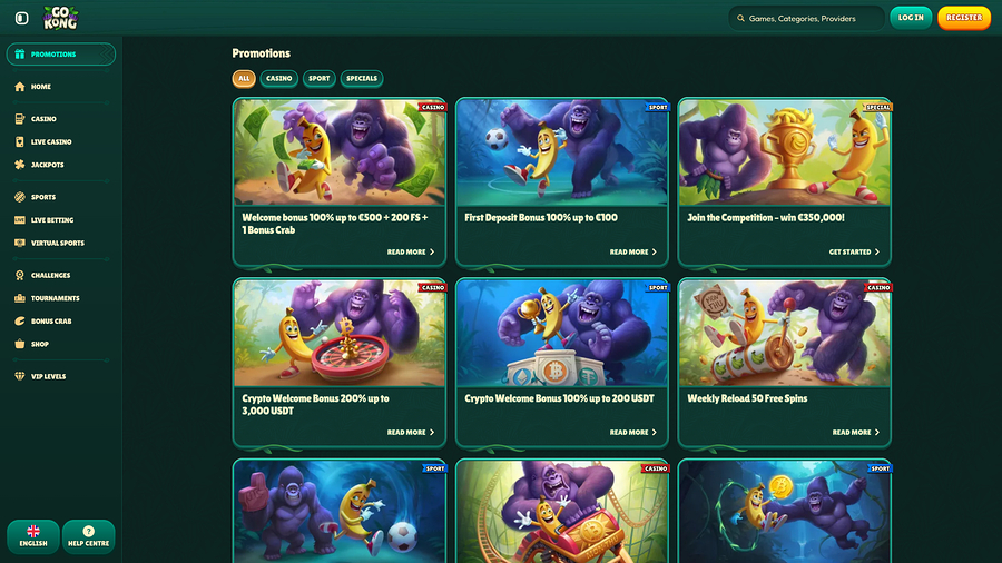 Promociones de GoKong Casino para ordenador