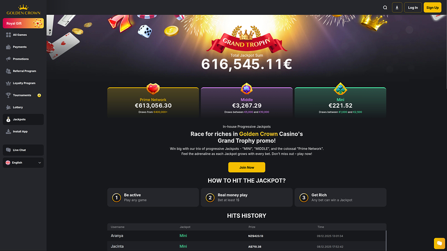 Golden Crown Casino Desktop Jackpot
