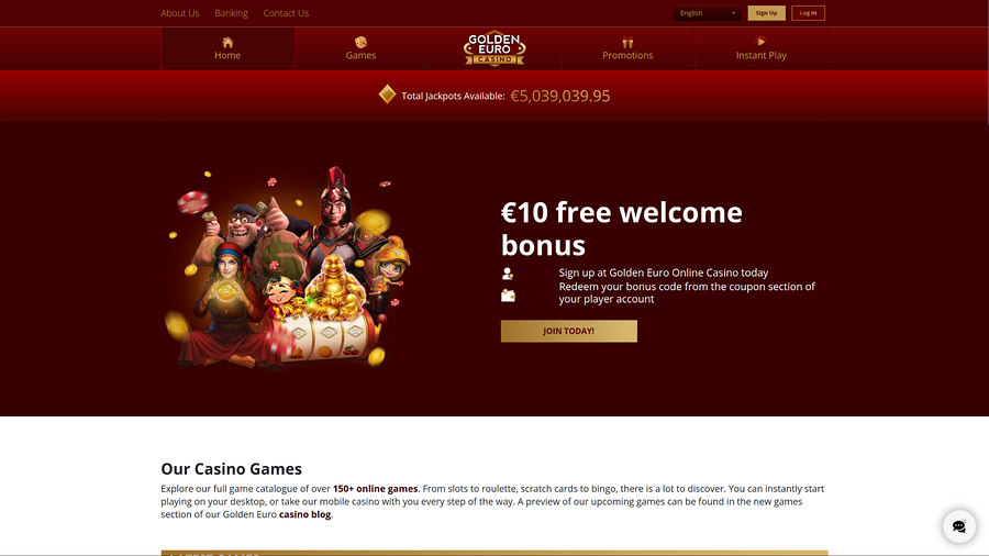 Golden Euro Casino Desktop Homepage