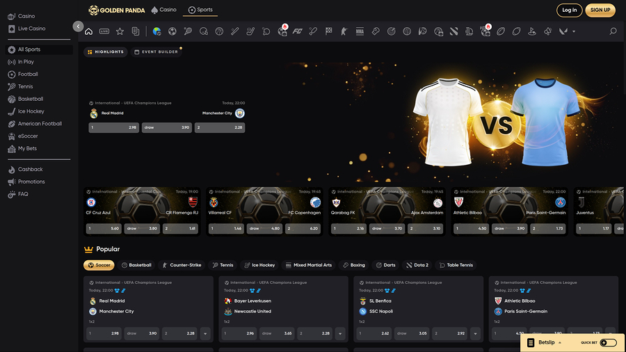 Golden Panda Casino Desktop Sports