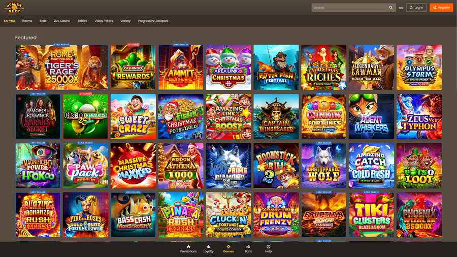 Golden Reef Casino Desktop Homepage