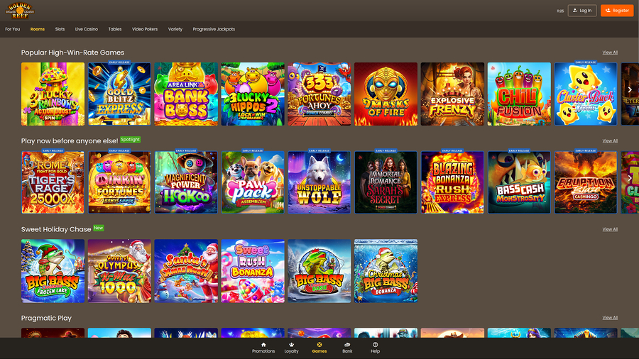 Golden Reef Casino Desktop Rooms