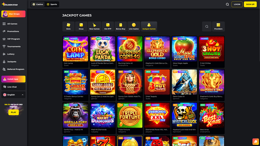 Golden Star Casino Desktop Jackpot