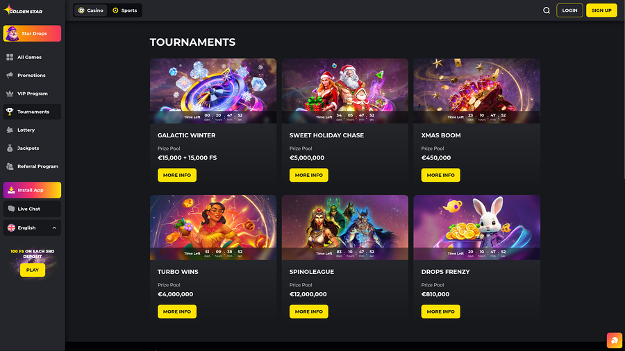 Golden Star Casino Desktop Tournaments