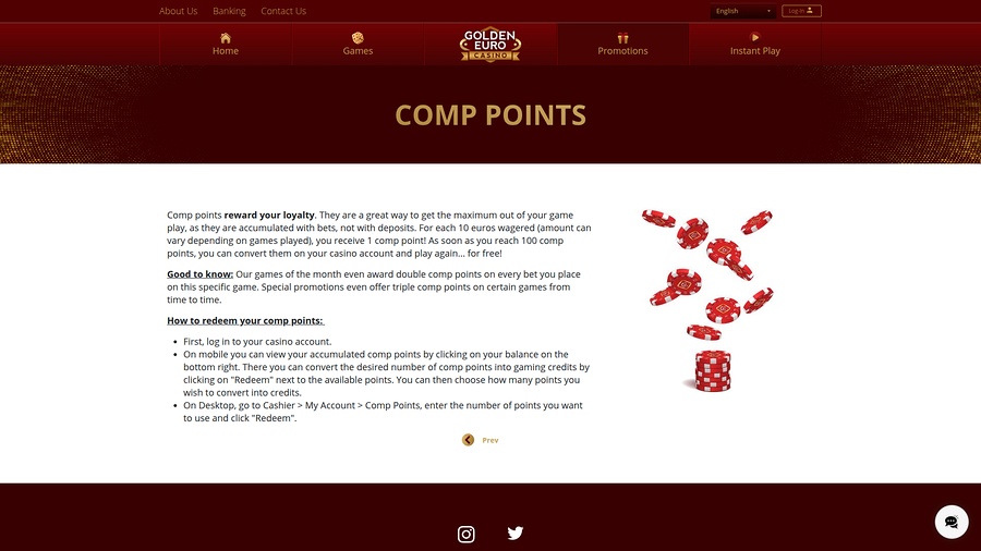 Golden Euro Casino Desktop VIP Program