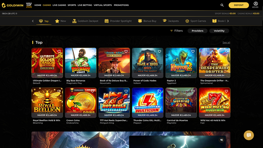 Juegos de escritorio de GoldiWin Casino